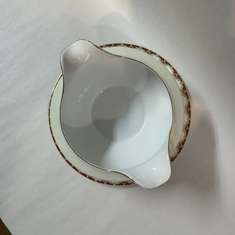 Royal Embassy China Gravy Boat Attached Under Plate‎ RUTLAND Japan